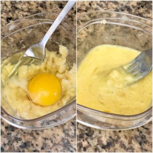 Step 2 mix egg with mashed banana