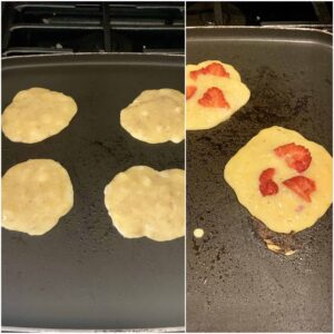 step 4 cook small baby pancakes on griddle