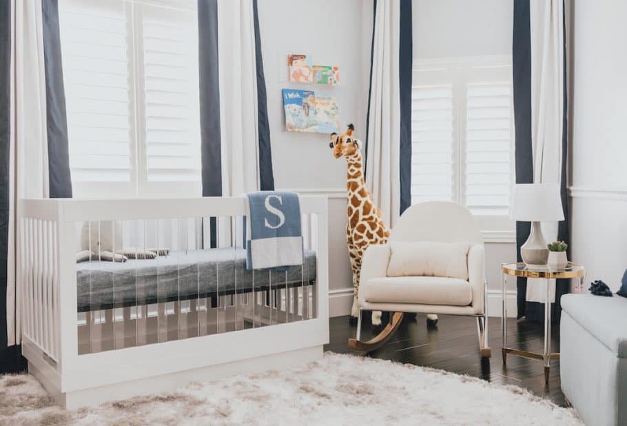 Modern Navy Nursery - baby room decorating ideas by Little Crown Interiors