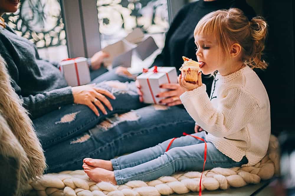 enjoying christmas cupcakes