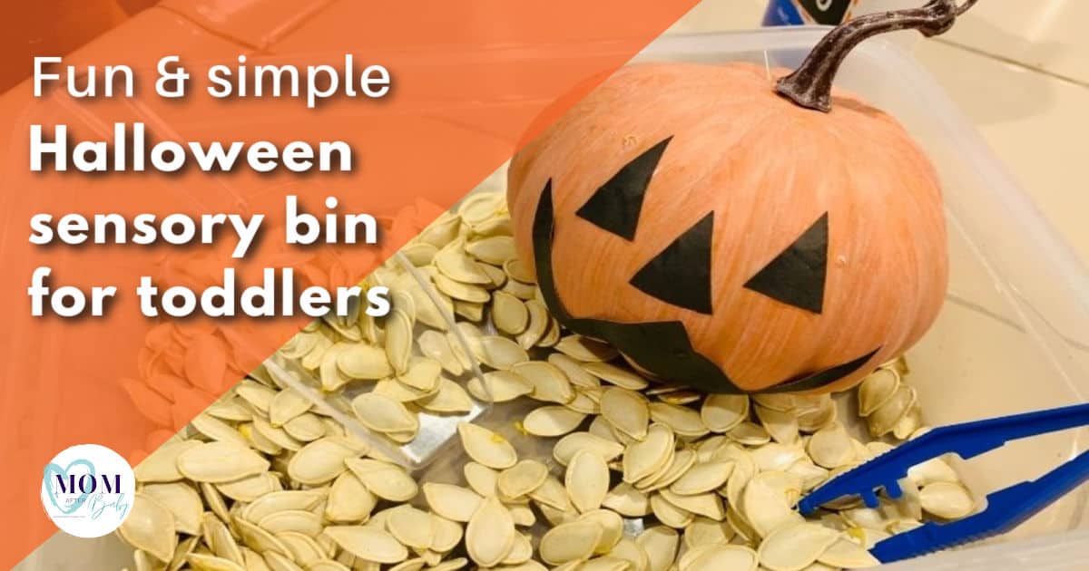Halloween Sensory Bin for Toddlers (target dollar spot pumpkin craft)