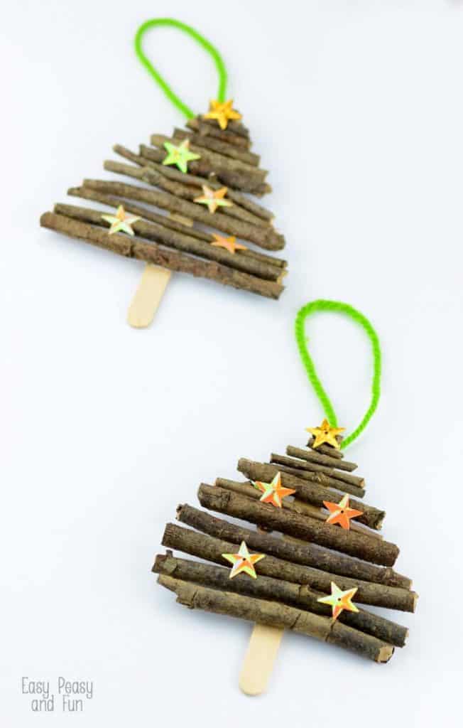 Tree Craft Ornaments made from Sticks by Easy Peasy and Fun