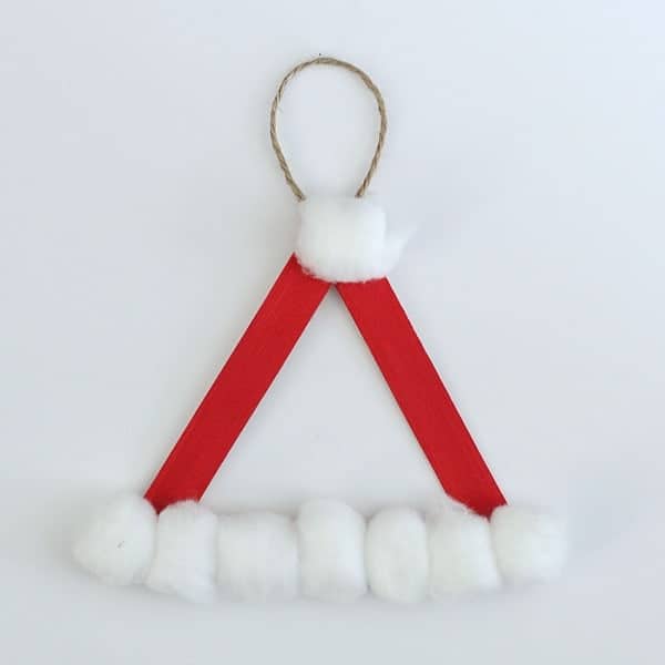 Simple red and white Santa Hat popsicle craft by Buggy and Buddy 