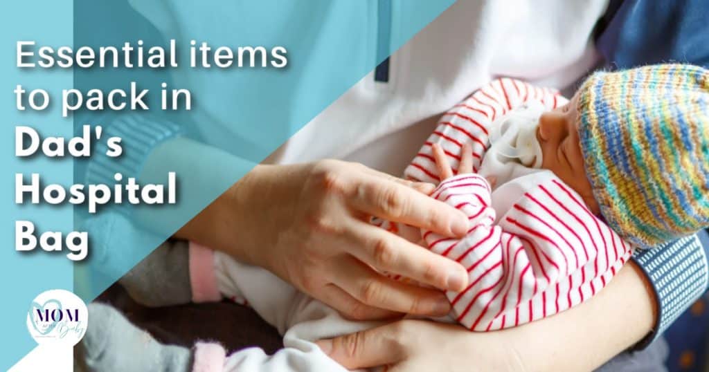 packing the hospital bag for dad cover image. Image shows small baby held by father