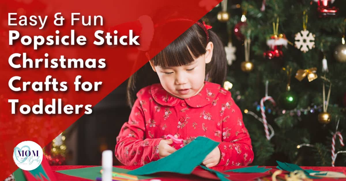 Toddler crafting for holidays (cover photo for article: Popsicle stick Christmas crafts for toddlers