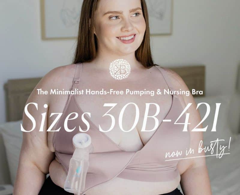 Kindred Bravely Minimalist Pumping & Nursing Bra being worn by mom breast pumping