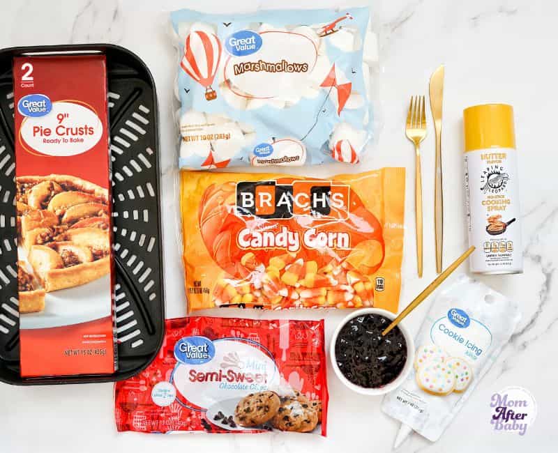 Flat lay imagery of the ingredients needed for Snowman Air Fryer Pop Tarts