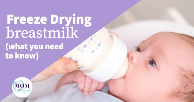 freeze dried breast milk cover image w/ photo of baby drinking a bottle of milk