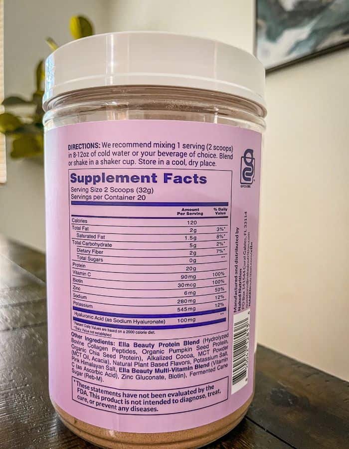 Ella beauty collagen protein nutritional facts