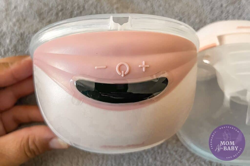 image shows the top of the MomMed S21 pink motor of the breast pump