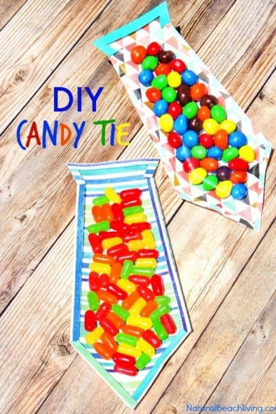 father's day candy tie craft close up