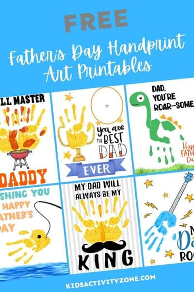 digital image of handprint art printables against a blue background