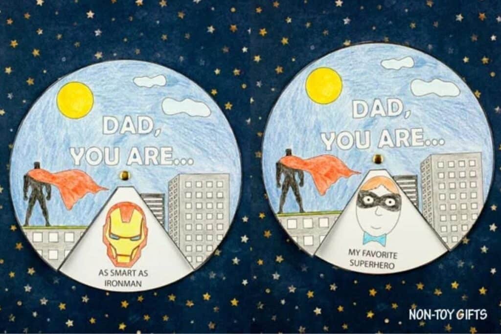 Father's day superhero spinner craft for kids to make