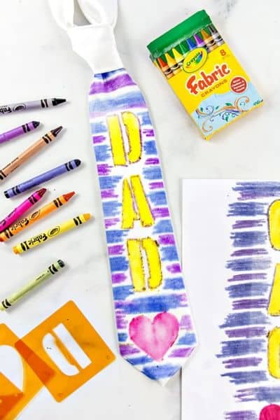flatlay of colorful father's day tie craft