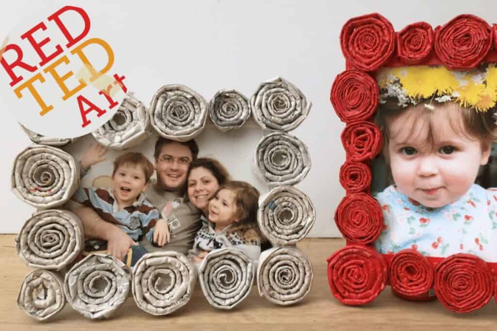 close up image of a newspaper frame craft for father's day