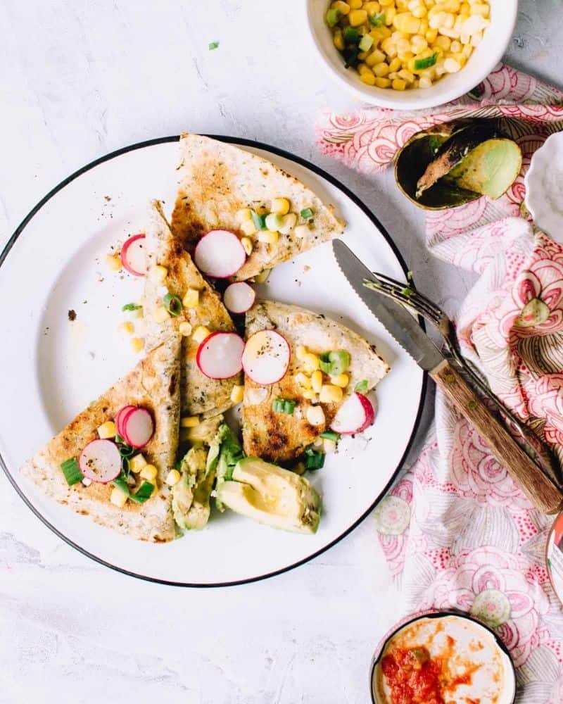 flatlay image of this weekday quesadilla recipe