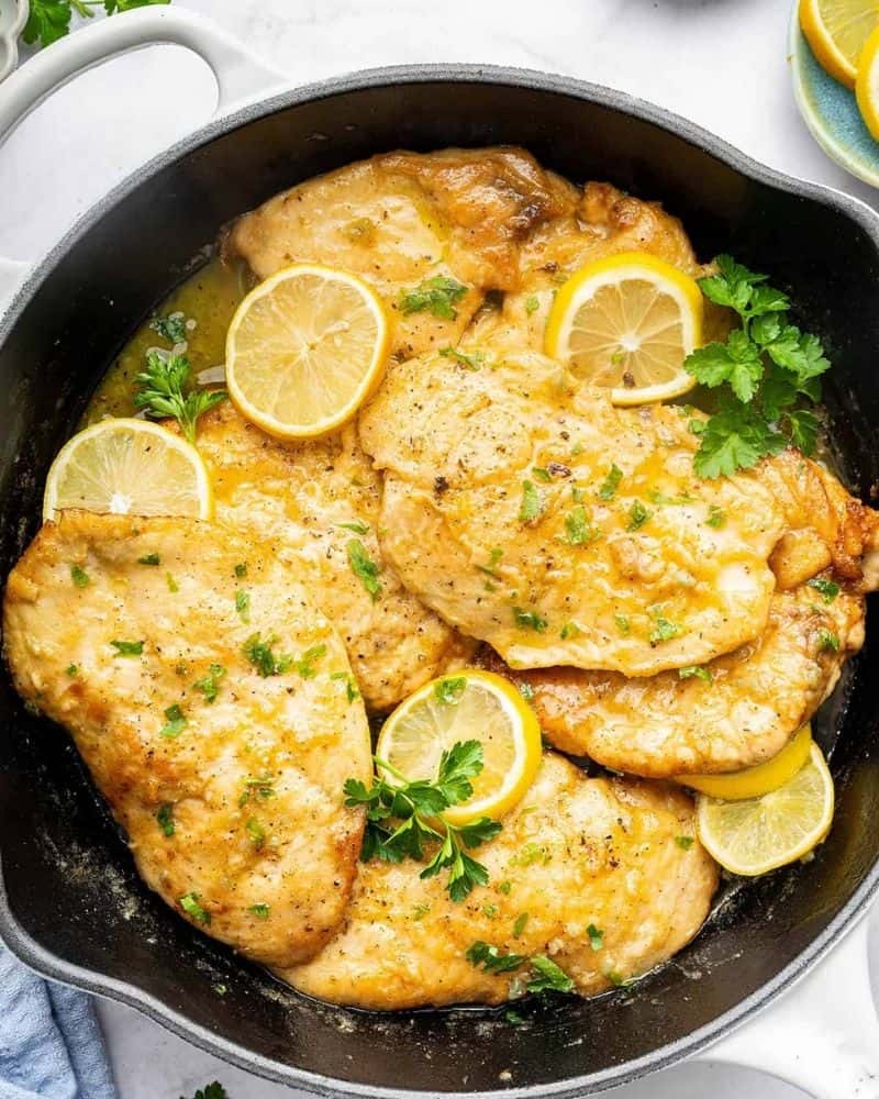 Close up image of creamy Italian Lemon Chicken
