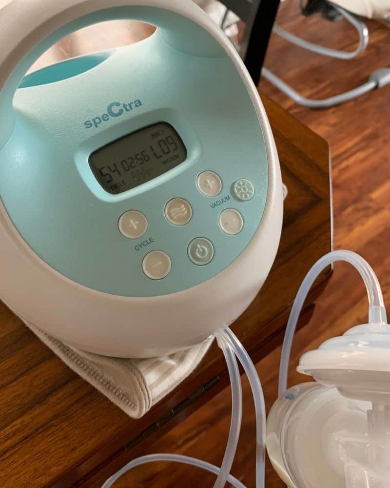 Close up image of Spectra S1 Breast Pump on a wood table