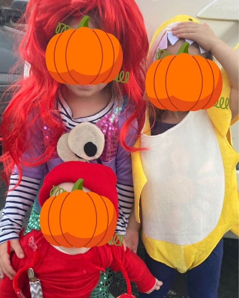 Close up image of a DIY Little Mermaid halloween costume