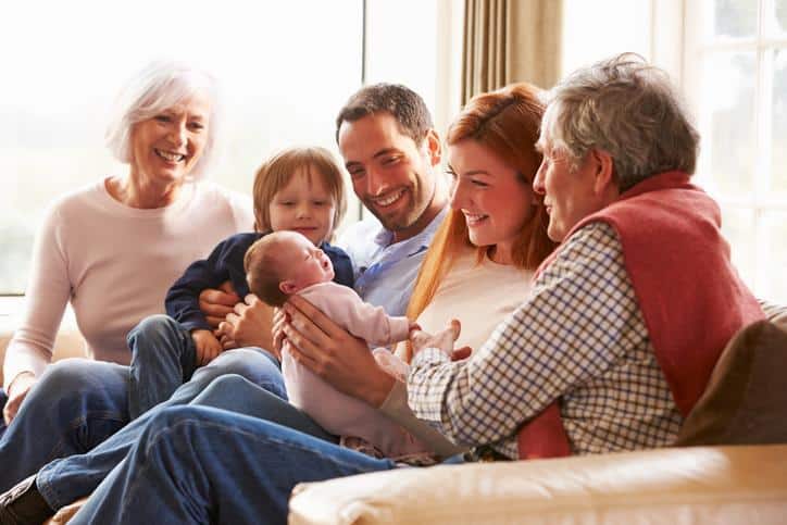 Baby meeting new family members